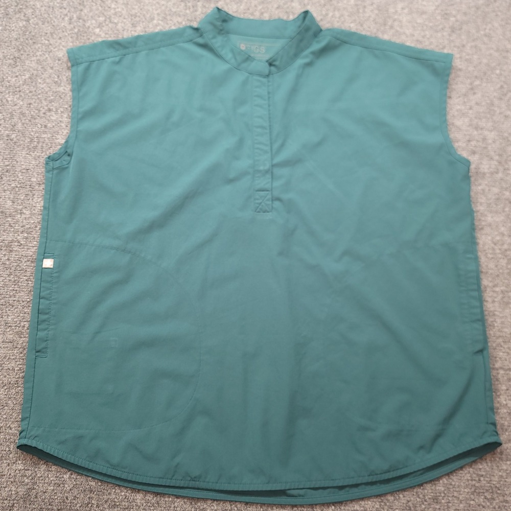FIGS Technical Collection Scrub Top Womens M Teal Green Sleeveless W21SW1055